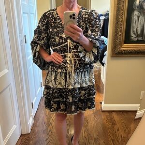 Ulla Johnson Black and Cream Mini Dress